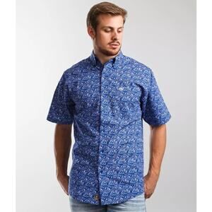 Ariat Princeton Classic Fit Shirt, Paisley, Button Front, Blue Cotton Mens Sz XL